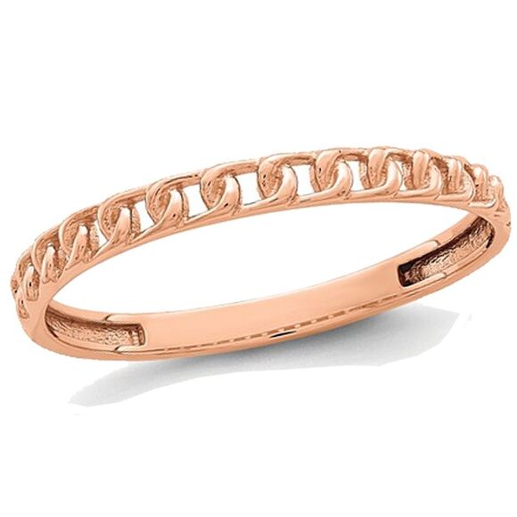 Ladies 14K Rose Pink Gold With Link Design